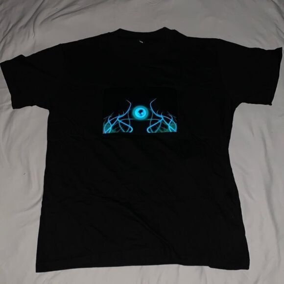 El Flashing Sound Activated LED T-Shirt Skull Black Short Sleeve Size Large - Picture 1 of 12